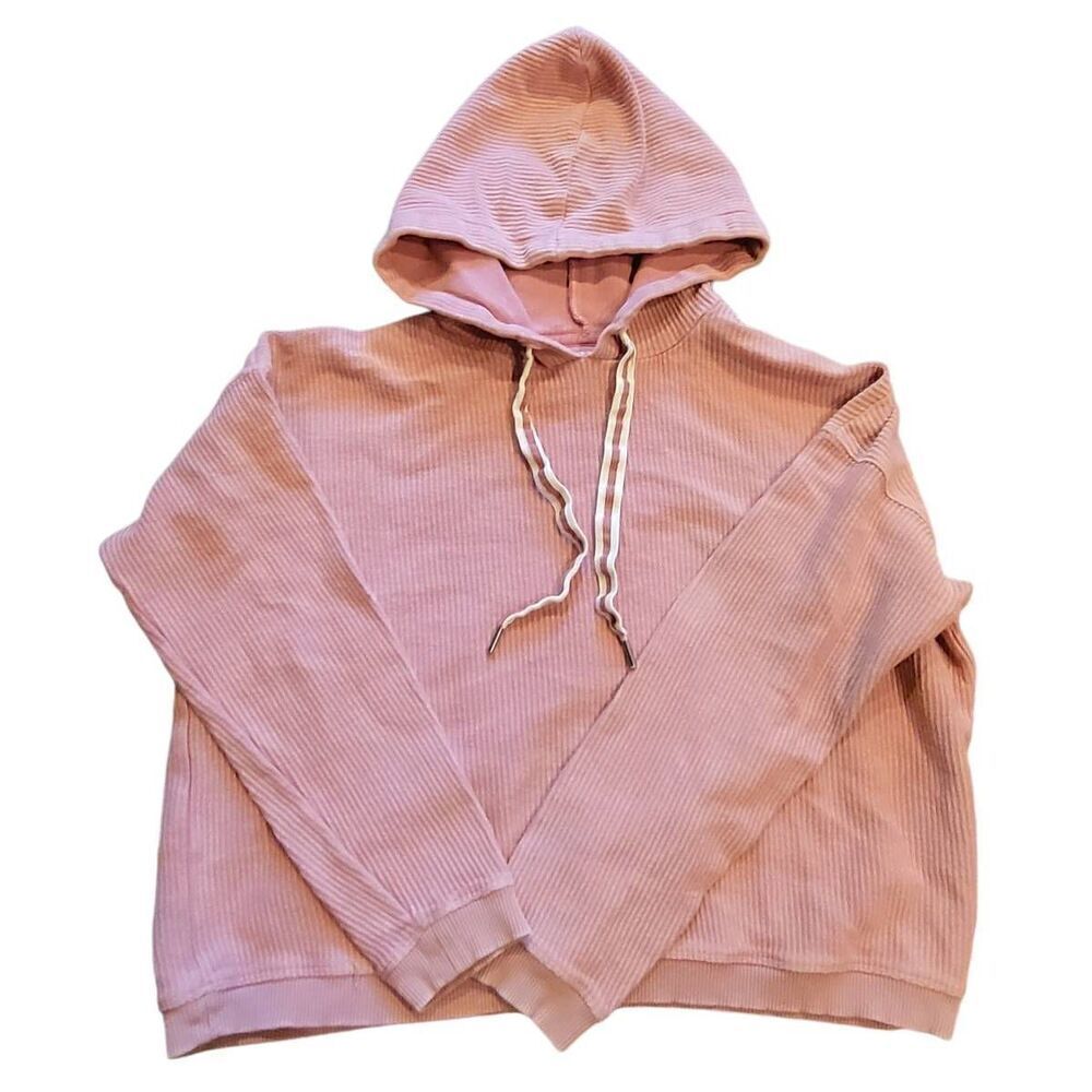 Aerie Sweatshirt Women's Small Pink Ribbed Textured All Cotton Cropped Lounge